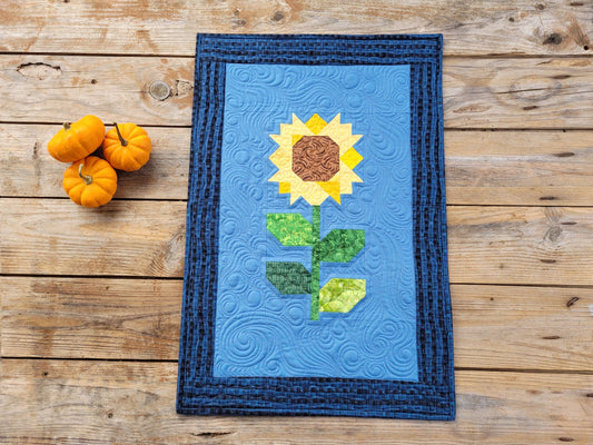 Quilted sunflower patchwork wall hanging