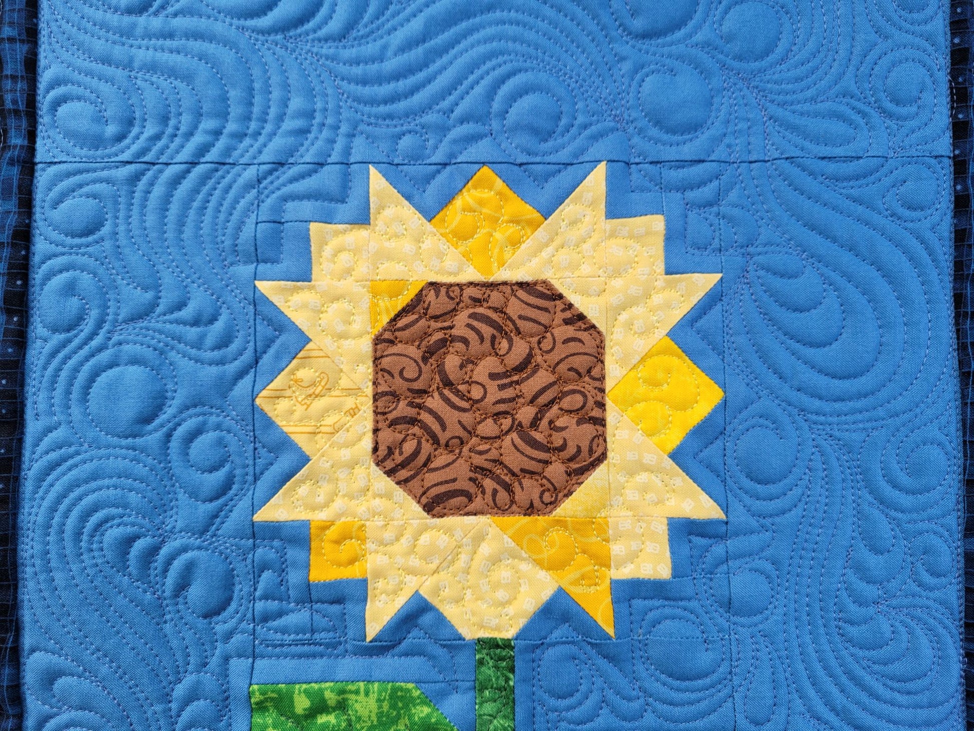 Sunflower patchwork stitching detail