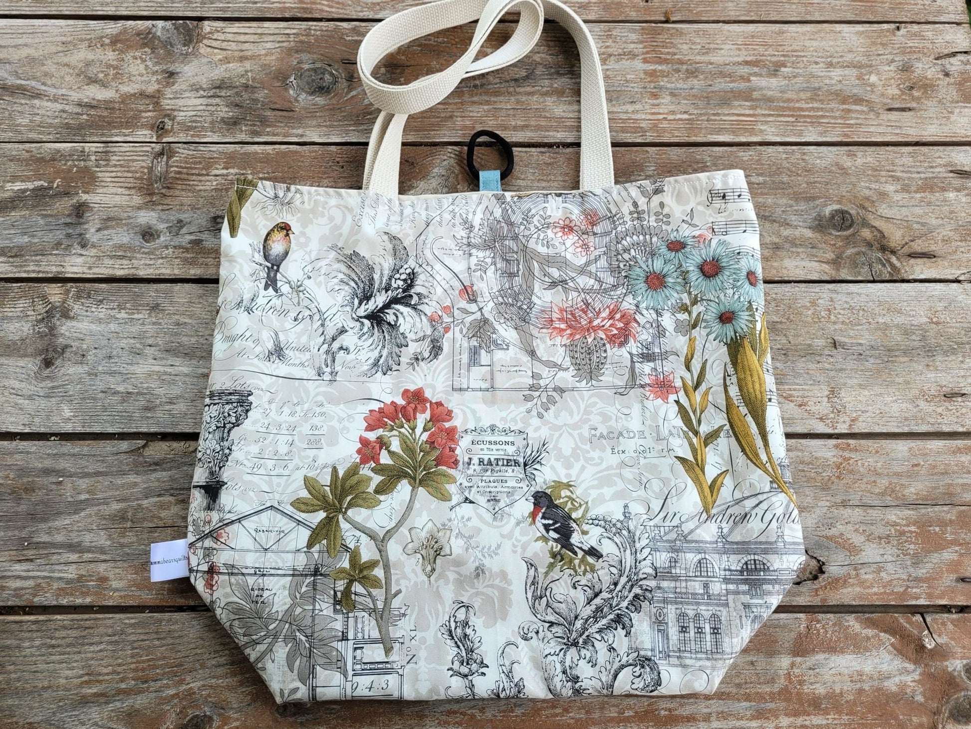 cotton shopping bag with botanical print