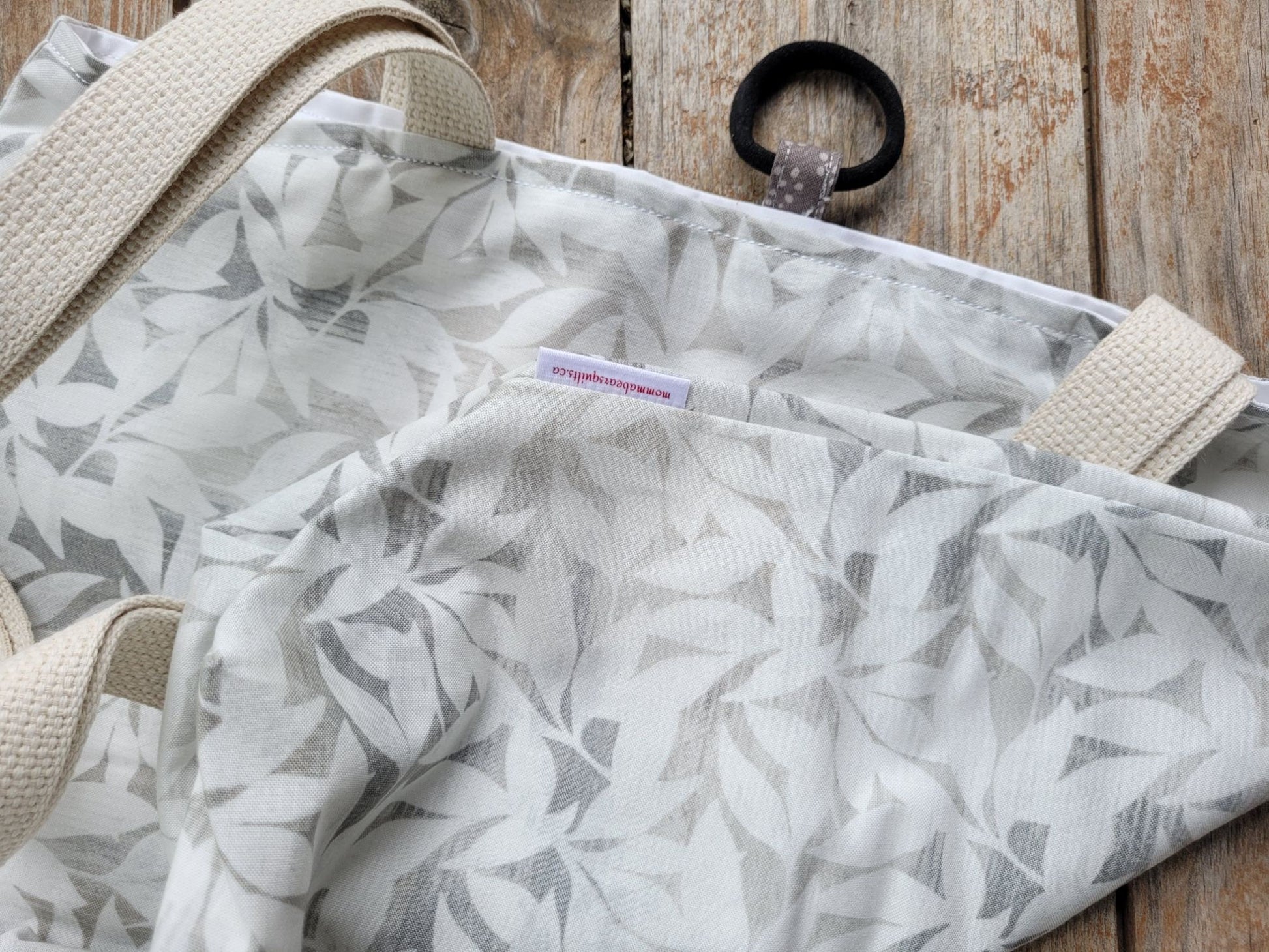 leaf fabric reusable grocery bag