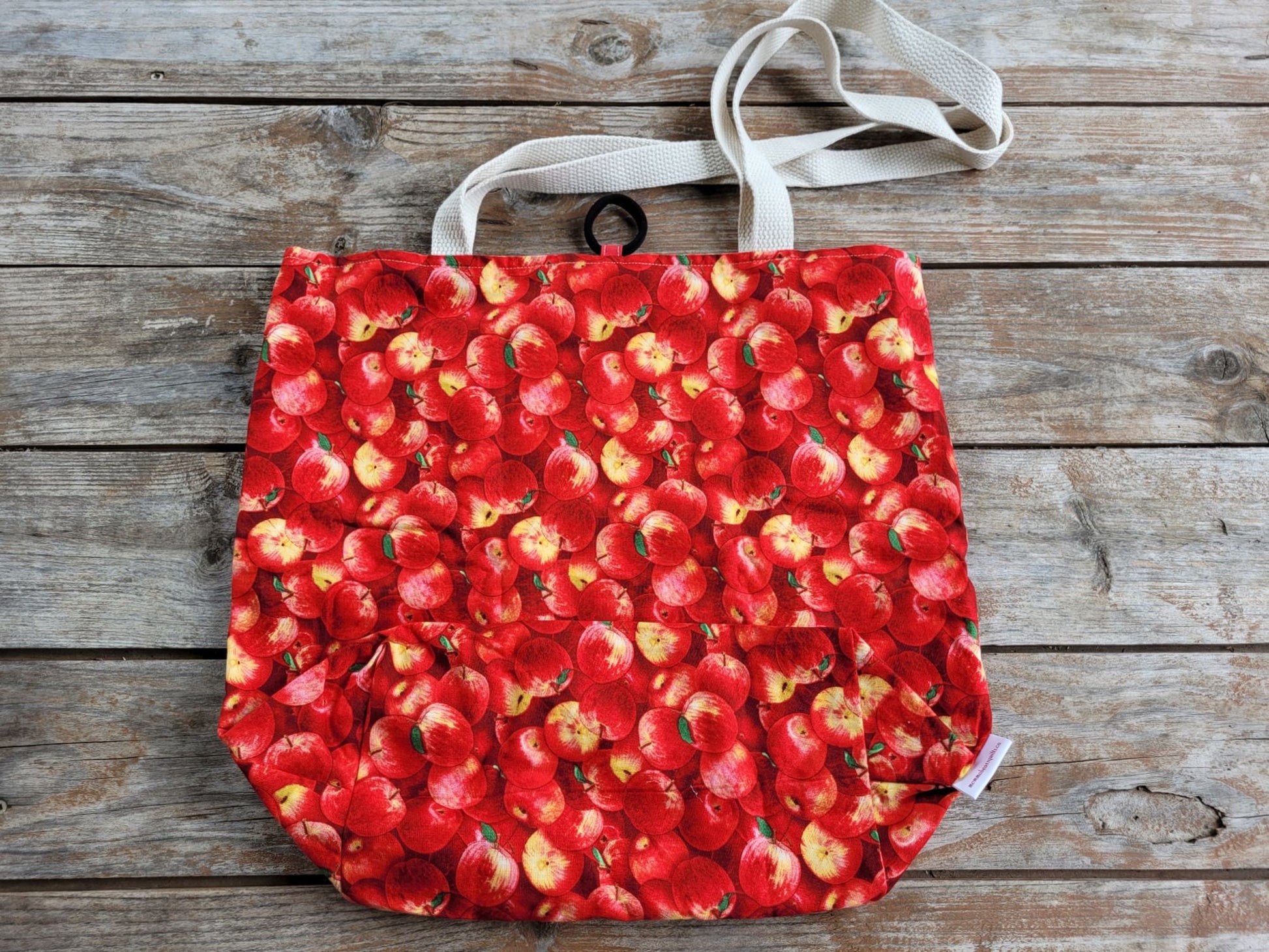 basic tote bag with apple fabric