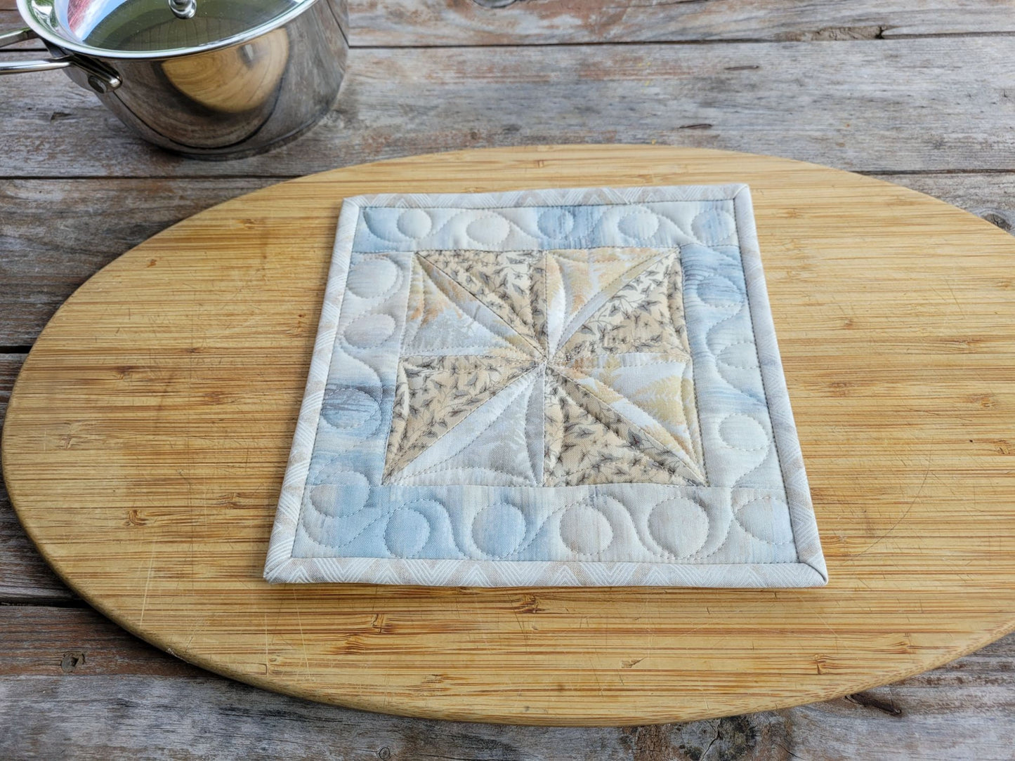neutral quilted potholder