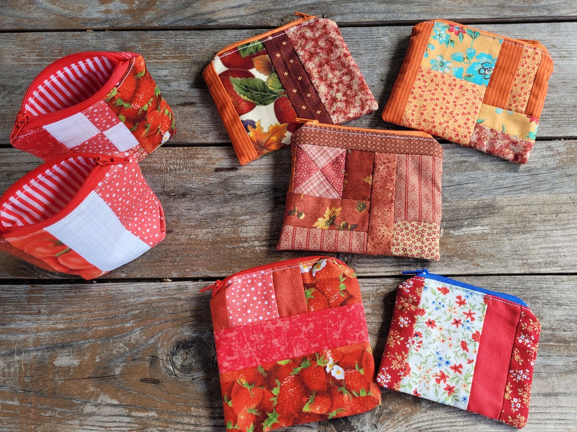 patchwork zipper pouches