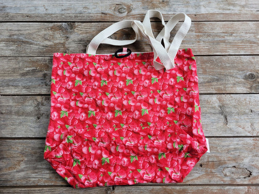raspberry tote bag