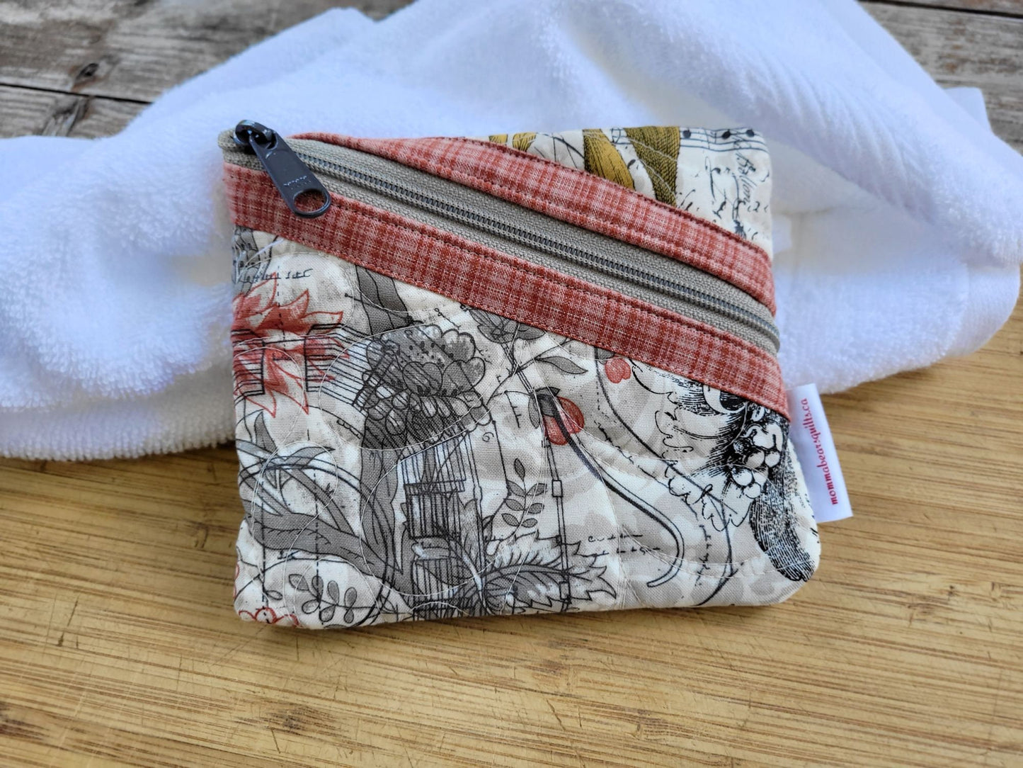 Quilted zipper pouch