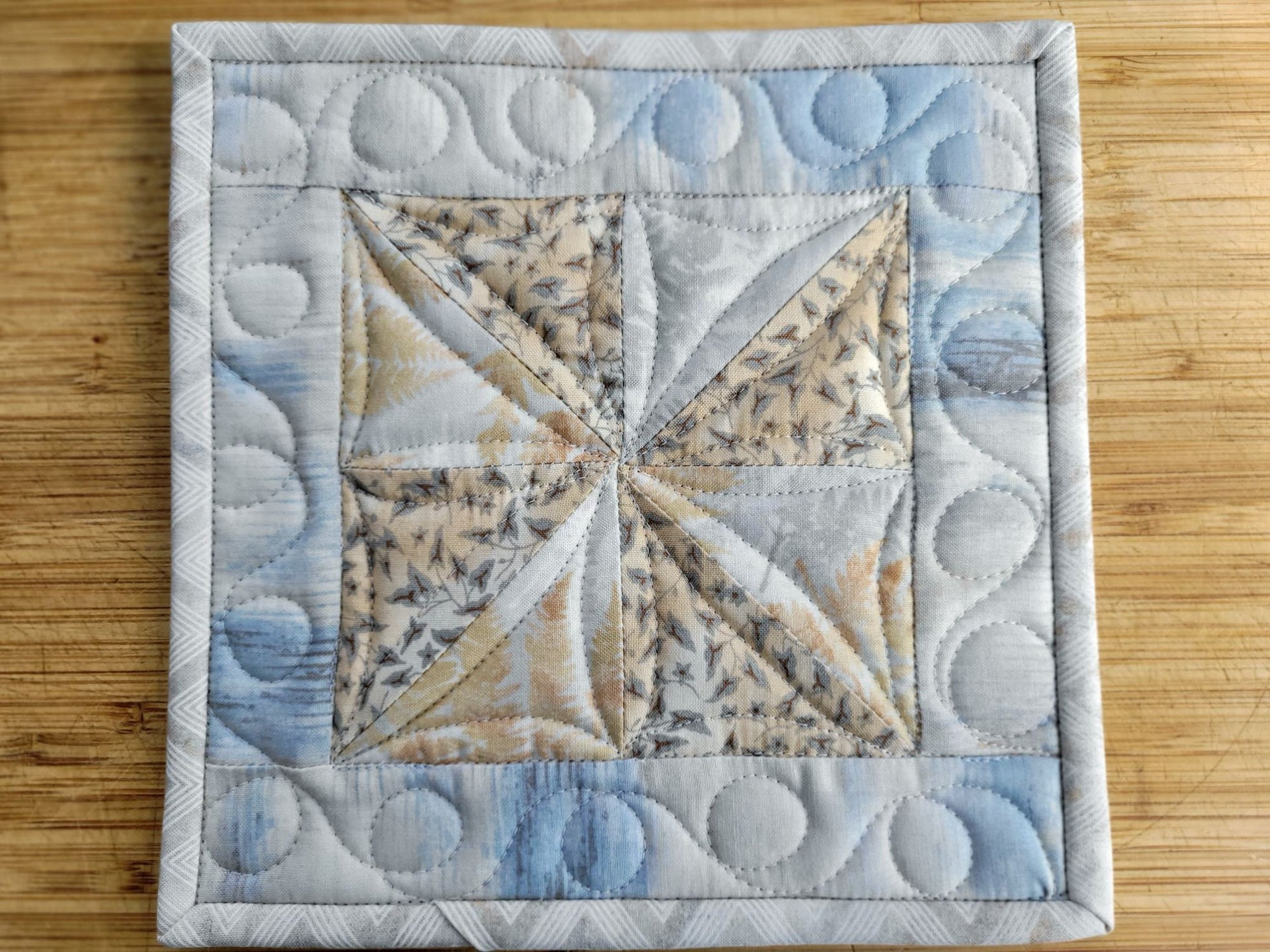 neutral quilted potholder