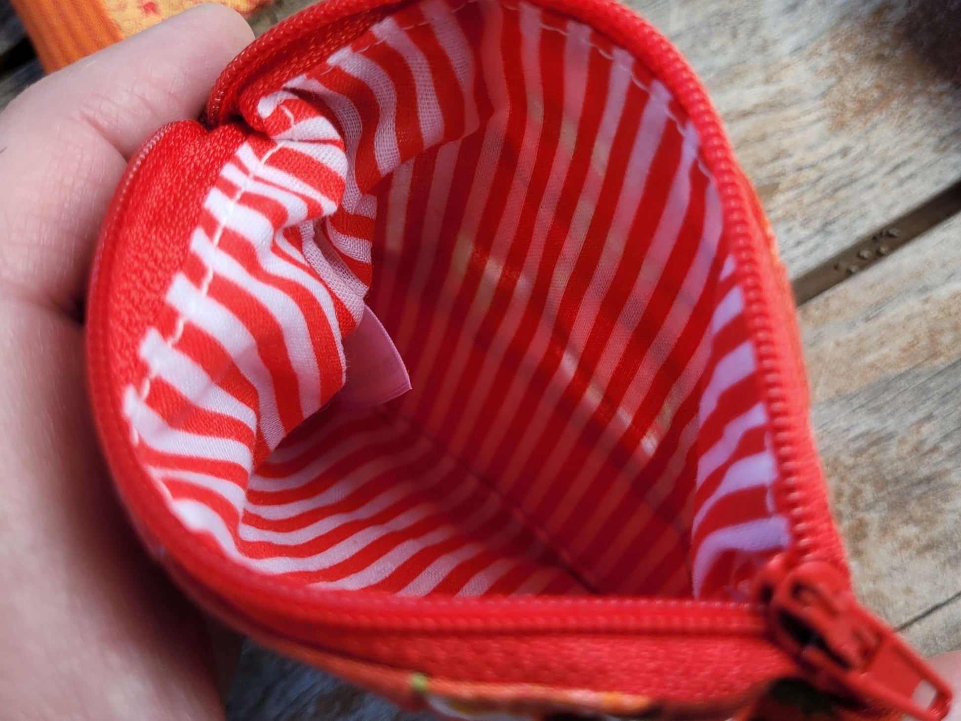 interior of small fabric bags