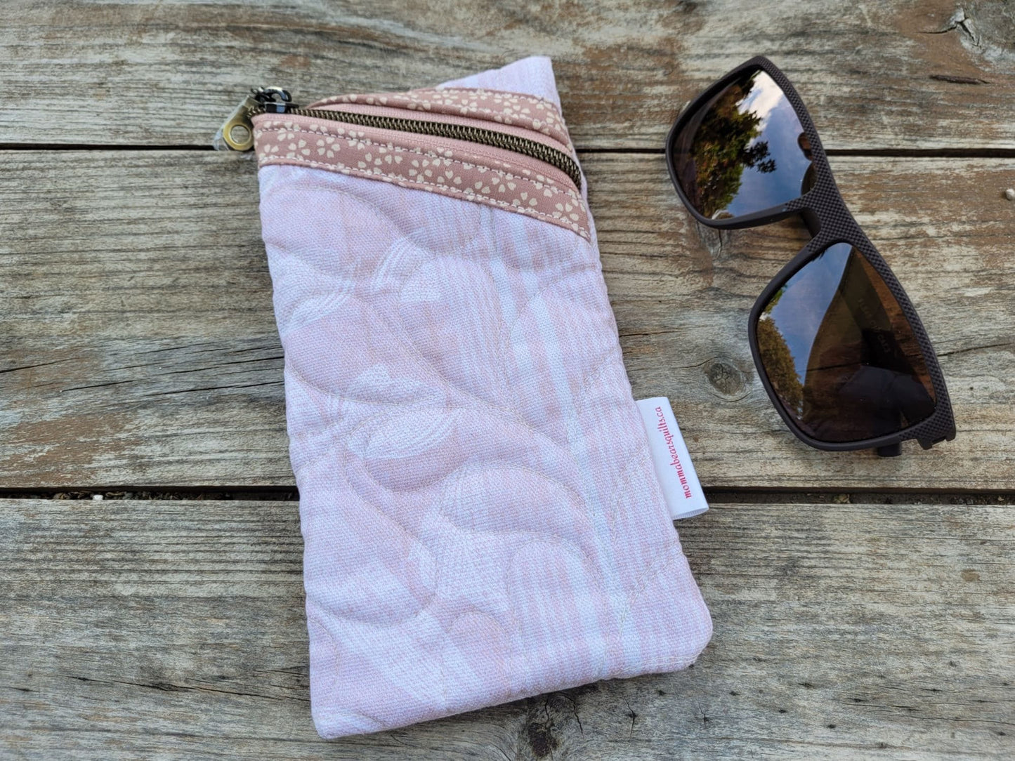 quilted zipper pouch for glasses or rotary cutter