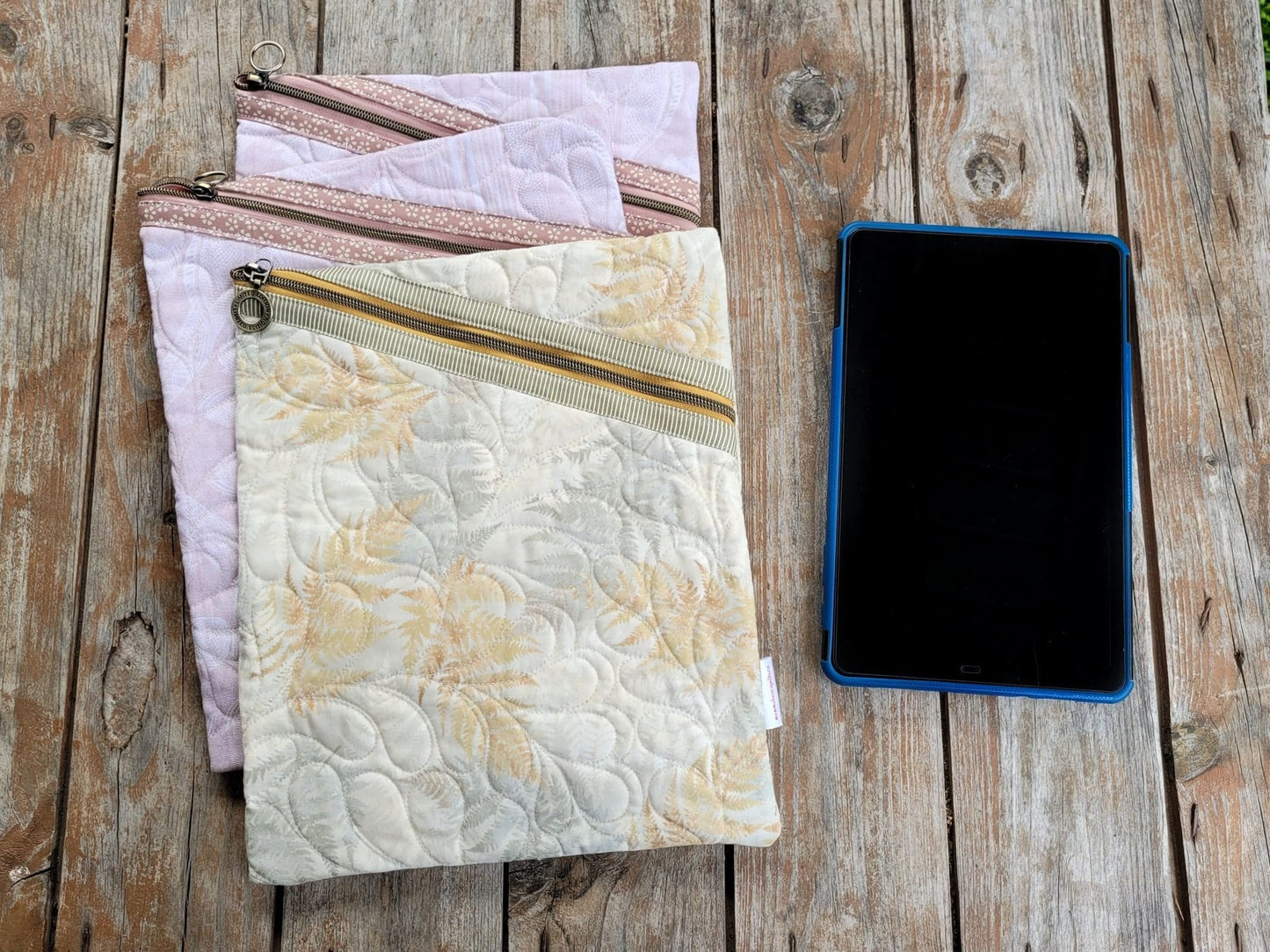 quilted zipper pouch for tablet