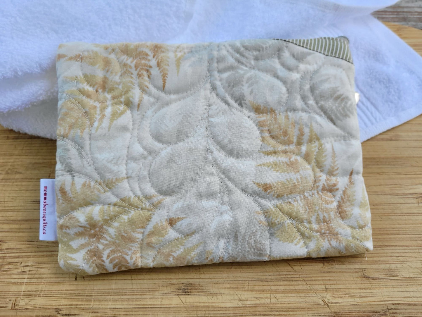 back of quilted zipper pouch