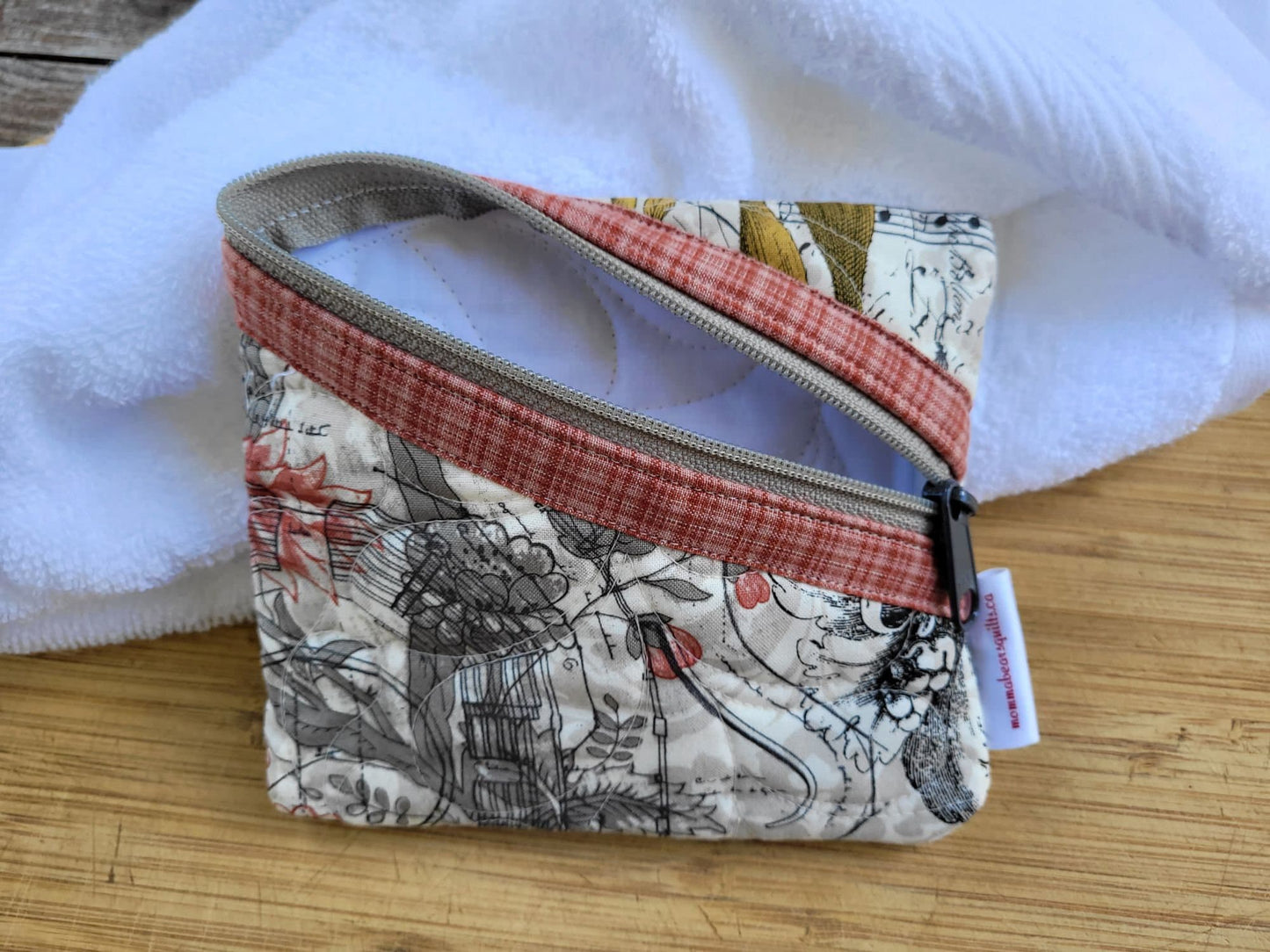 Quilted Zipper Pouch | Small Makeup Bag or Fabric Coin and Card Purse