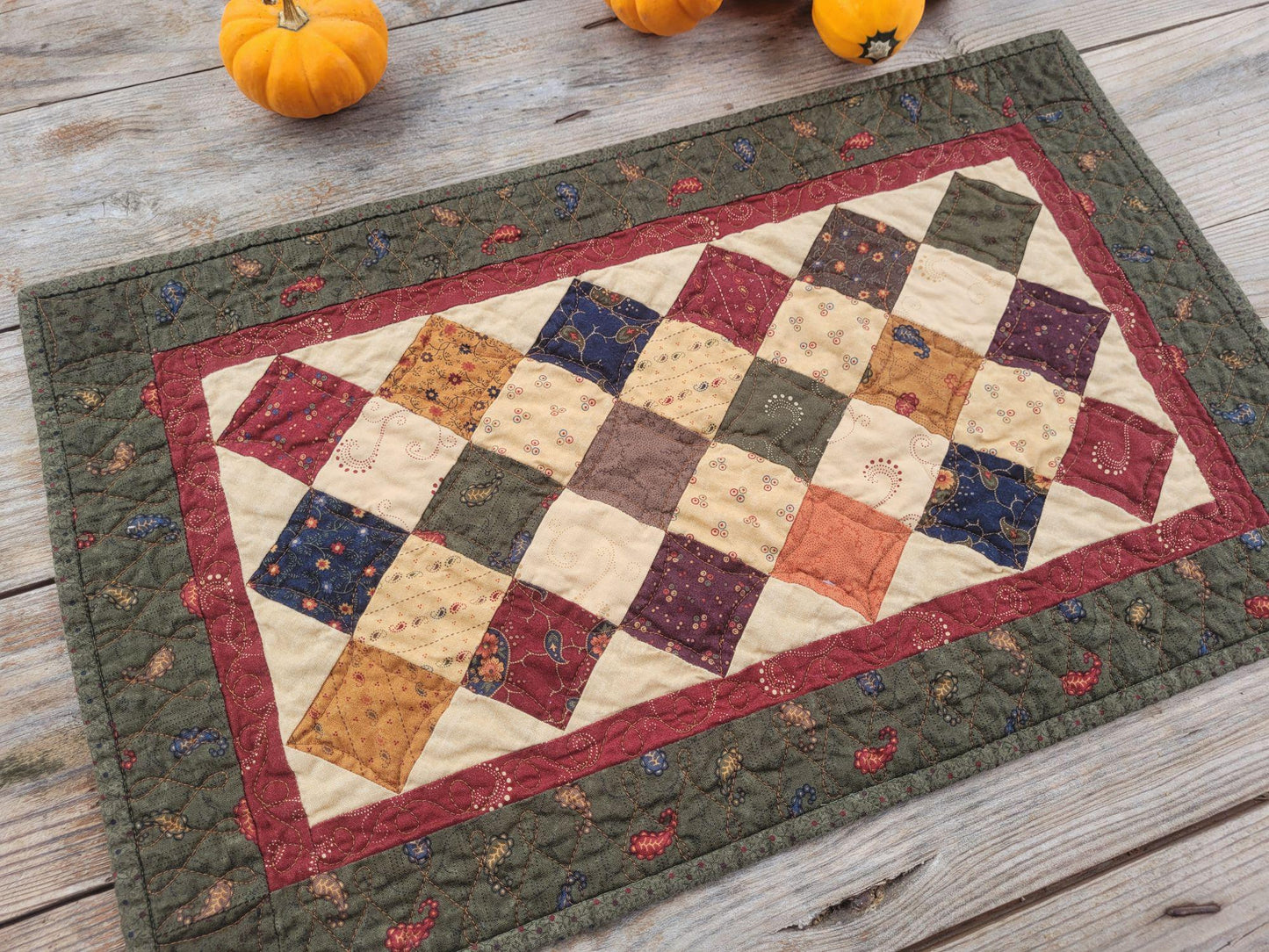 coordinating Quilted table runner, sold separately