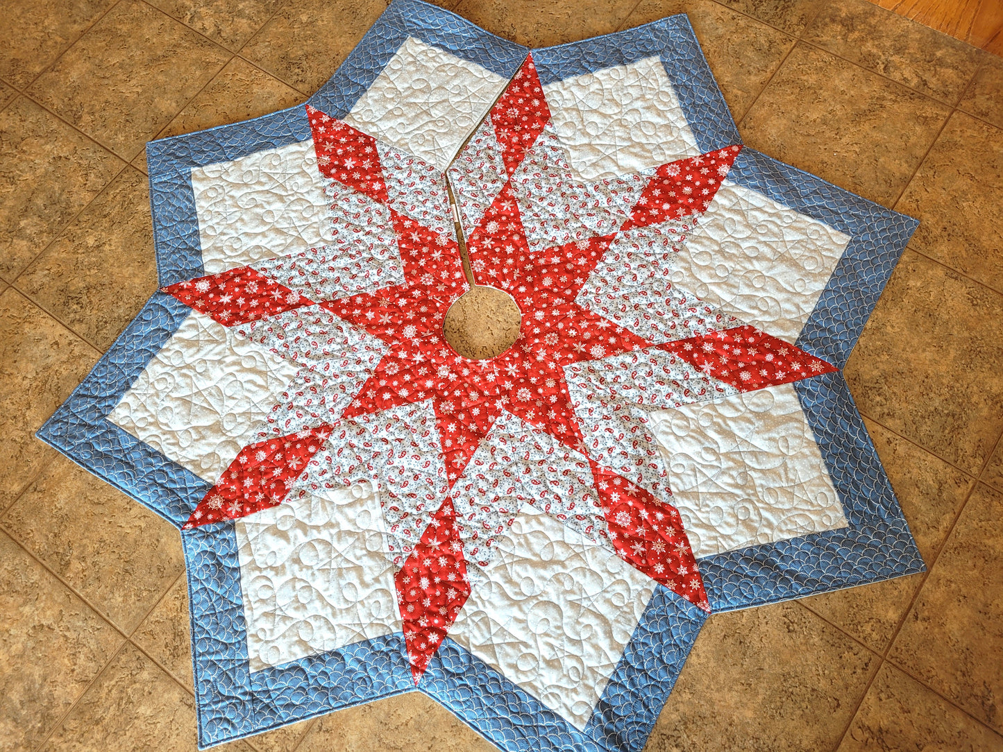 quilted tree skirt for christmas tree, special order