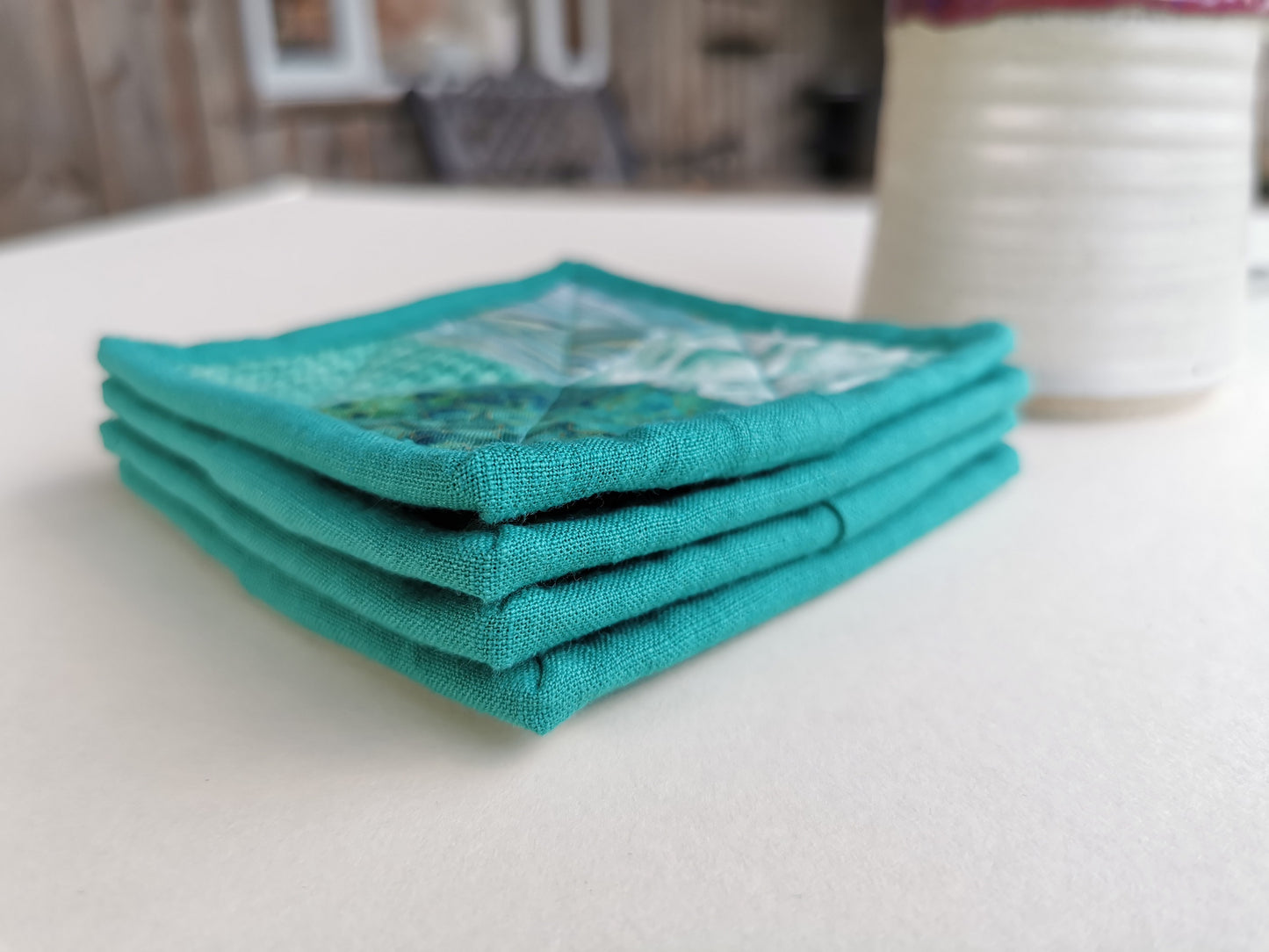 Quilted Teal Coasters