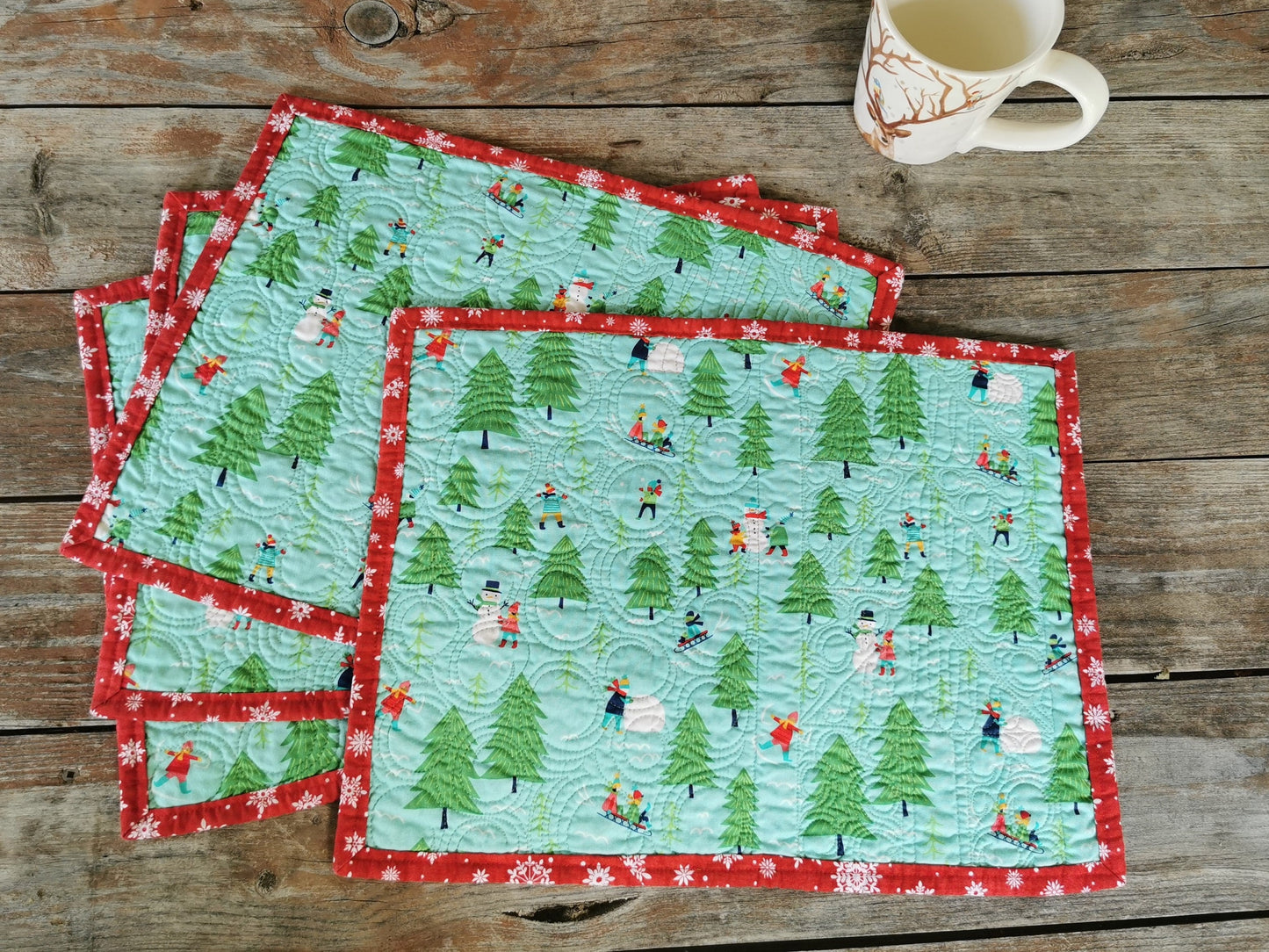 quilted placemats showing reverse side